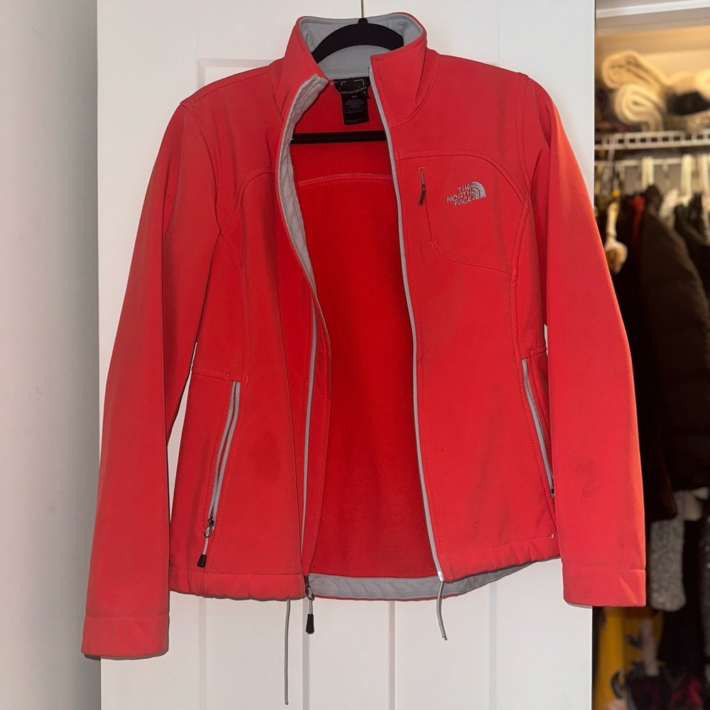 Coral The North Face Women's Hard Shell Jacket Size Small Fleece Line